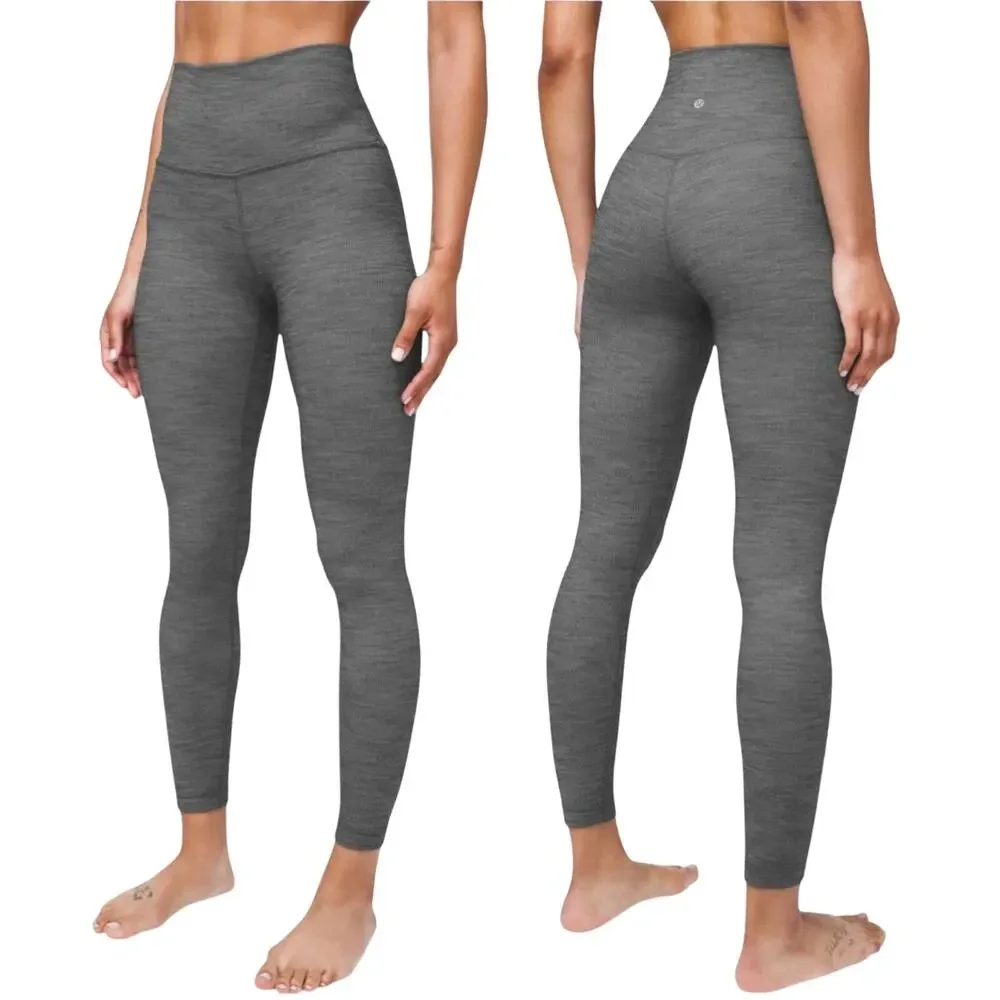 LULULEMON Align Pant II 25" 8 Mini Heathered Herringbone Heathered Black White - Picture 1 of 9